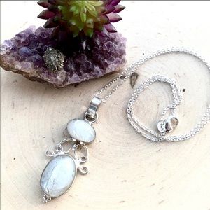 Handmade White Rose Quartz Sterling Necklace